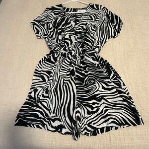 Anthropologie Black and White Zebra Print Jumpsuit